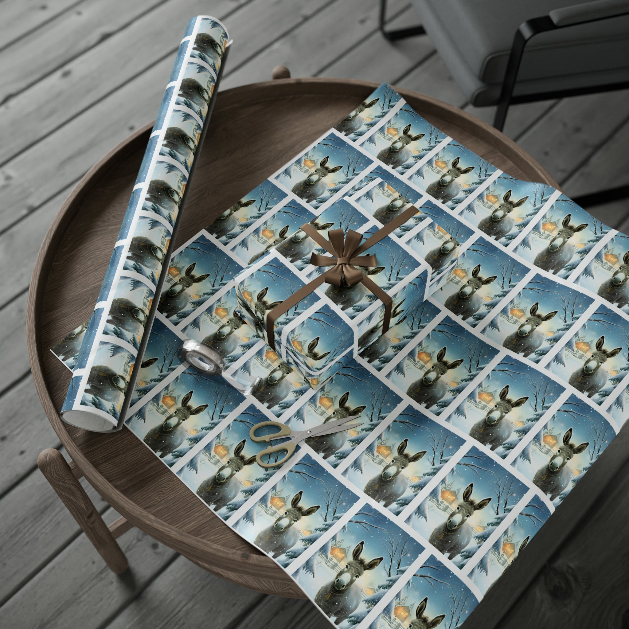 Cowhide Christmas Cactus Western Wrapping Paper - 30