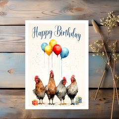 Party Chickens: Happy Birthday Chickens Greeting Card