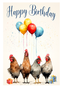 Party Chickens: Happy Birthday Chickens Greeting Card
