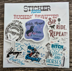 Mini Stickers, Buckin Beauties, Western Horse Rodeo Sticker Set of 10 Mini Stickers