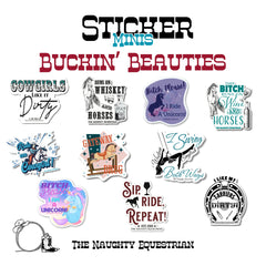 Mini Stickers, Buckin Beauties, Western Horse Rodeo Sticker Set of 10 Mini Stickers