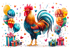 Festive Fowl Rooster Easter Card