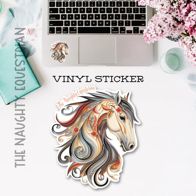 Fancy Horse Design Sticker, Western Decal