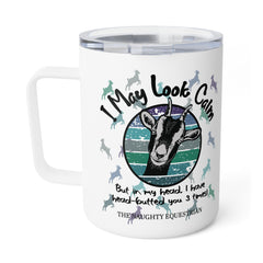 I May Look Calm Goat Headbutt Western Mug, Camp Cup