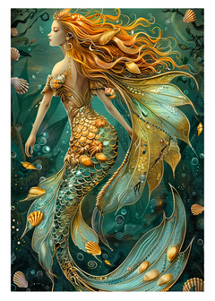 Ethereal Tides: Enchanted Mermaid Wishes Greeting Card