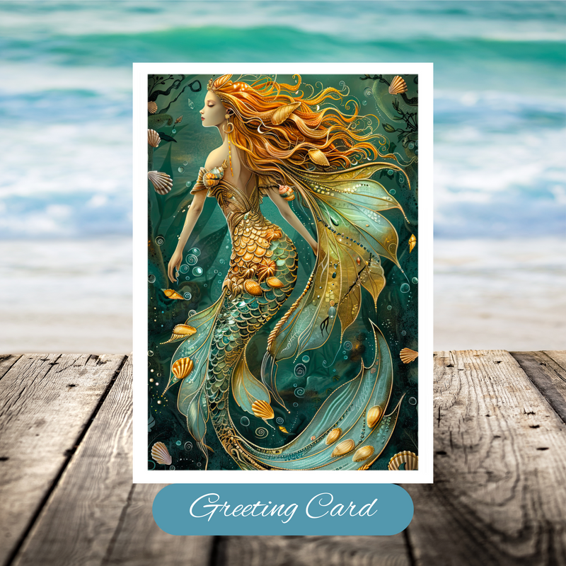 Ethereal Tides: Enchanted Mermaid Wishes Greeting Card