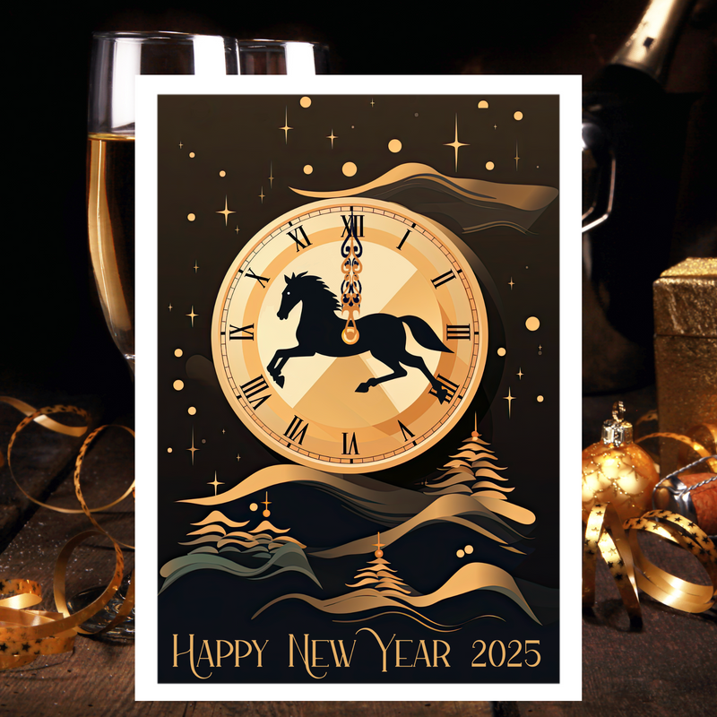 Black Horse New Year Celebration Card