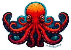 Majestic Depths and Moonlit Dance Octopus Sticker, Laptop Sticker, Western Vinyl Decal