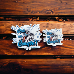 Ride 'em Cowgirl Rodeo Sticker, Western Decal