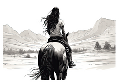 Rebel Rider: Graceful Horse with Girl - Greeting Card