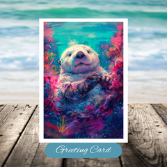 Delightful Sea Otter Hugs Greeting Card