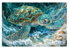 Ocean's Grace - Serene Sea Turtle Journey Greeting Card