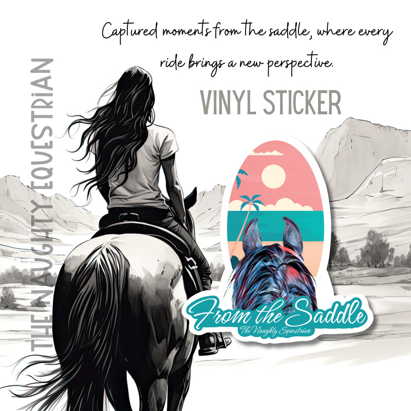 Beach Scene From The Saddle Series Sticker, Laptop Sticker, Western Vinyl Decal