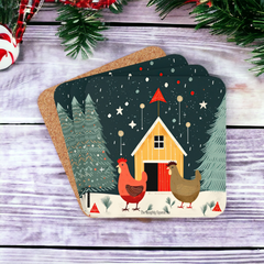 Dutch Chicken Holiday Christmas Coaster Set