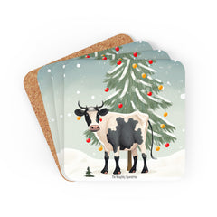 Cow Holiday Christmas Coaster Set