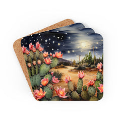 Celestial Serenity: Starlit Desert Moon Coaster Set