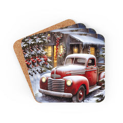 Farm Truck Holiday Christmas Coaster Set