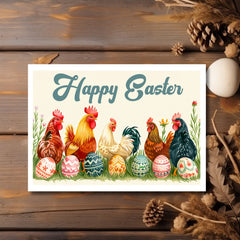 Easter Greeting Card, Chicken Easter Card, Easter Egg Greeting Card, Rooster Lover Greeting Card,