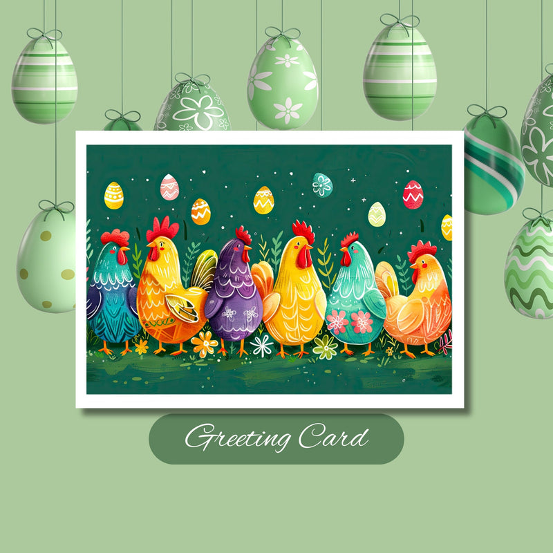 Easter Greeting Card, Easter Gifts, Chicken Card, Easter Egg Greeting Card, Farm Animal Card, Loves Chickens