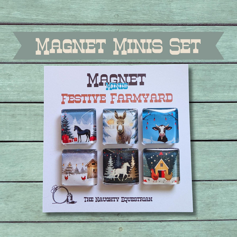 Mini Glass Magnets Festive Farmyard Set of 6 Christmas Magnets