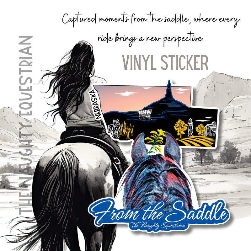 Nebraska From The Saddle Series Sticker, Laptop Sticker, Western Vinyl Decal)