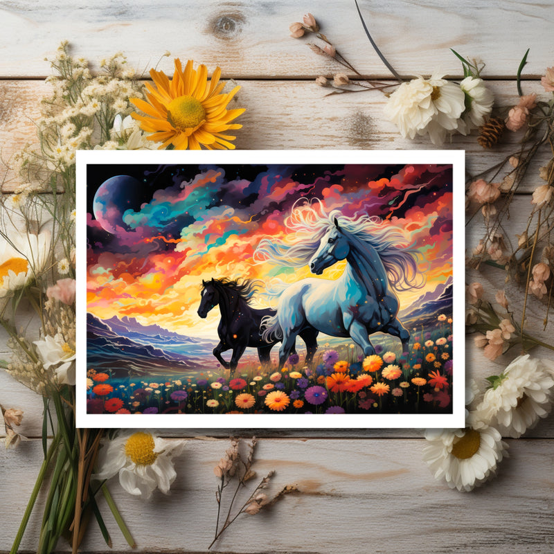Twilight Dance in the Wildflower Valley Greeting Card